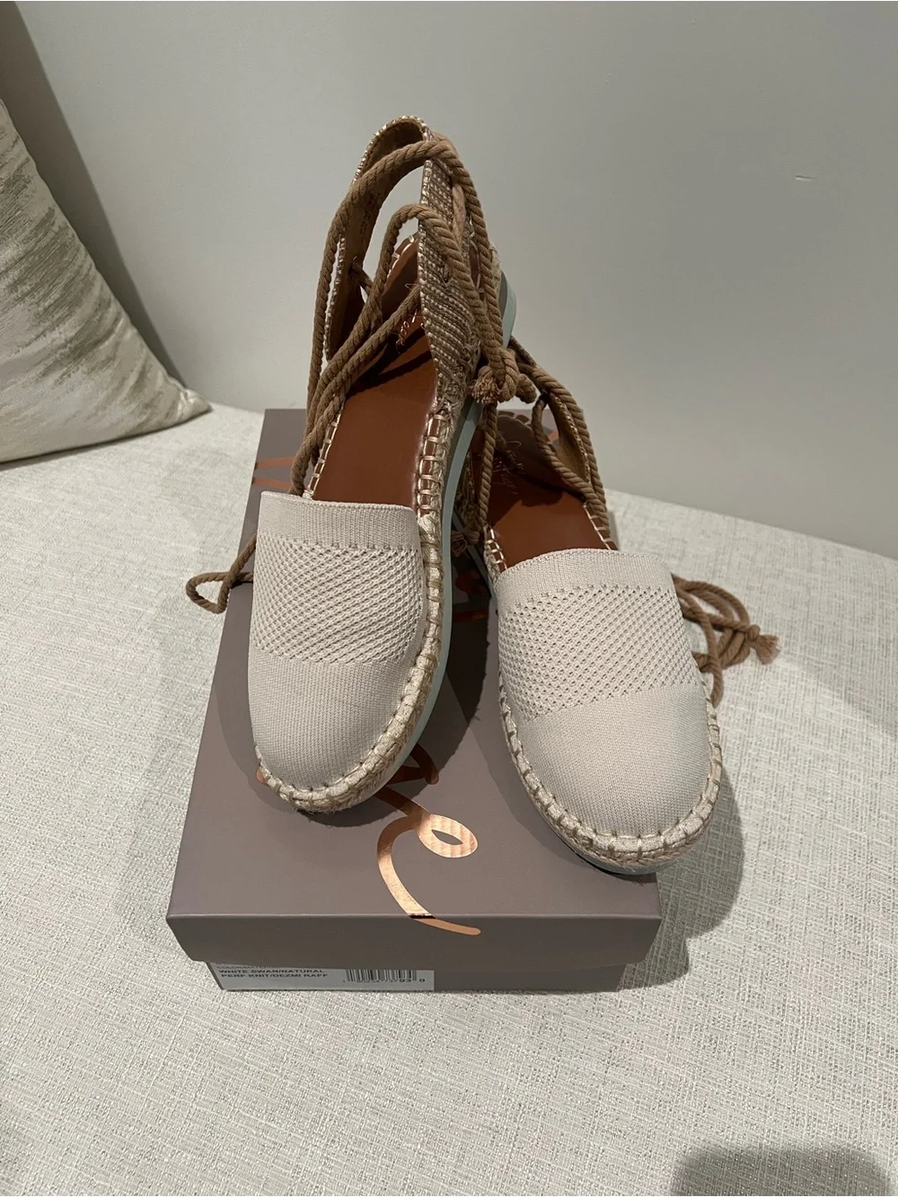 Neutral Beige Lace-Up Espadrille Flats